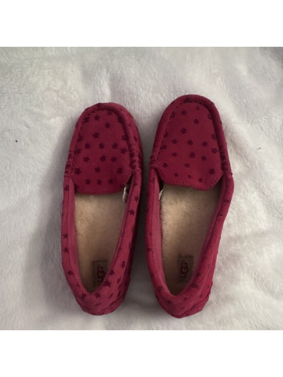 UGG Shoes - UGG Red Suede Star Pattern Women's Moccasin Slippers US 4 UK 3 EU 34
